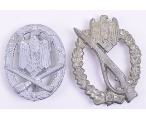 WW2 Infantry Assault & General Assault Combat Badges, both silver grade examples. The Infantry Assault badge has GWL makers m