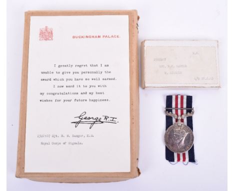 WW2 Battle of Kohima Military Medal (MM), George VI example awarded to “2322107 SJT R W SANGER R SIGNALS”. Medal is housed in