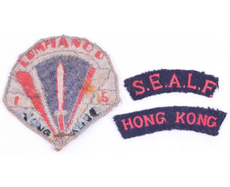 Unusual Commando Hong Kong Cloth Badge, far east made item with commando dagger within red V, plus HONG KONG SEALF cloth titl