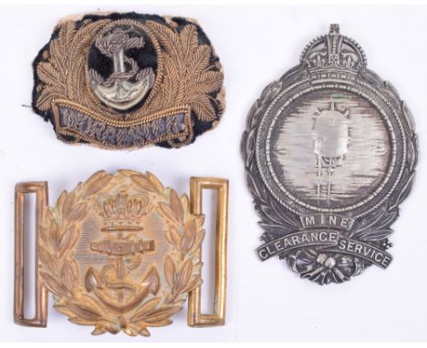 Victorian Naval Officers Belt Buckle, in gilt metal with crowned fouled anchor within wreath. Accompanied by a  bullion cap b