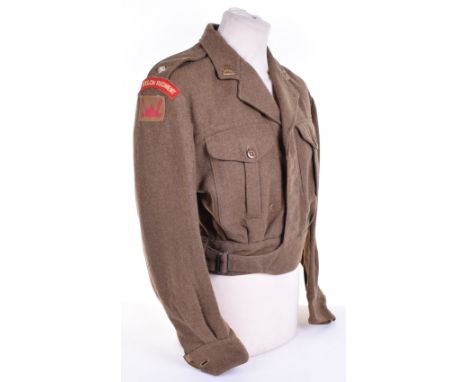 1949 Pattern The Welch Regiment 53rd Division Battle Dress Blouse, embroidered white on red shoulder titles above printed div