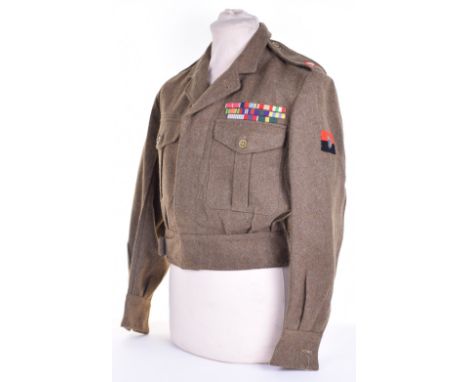 1949 Pattern War Office Majors Battle Dress Blouse, with bullion embroidered formation signs to the arm and cloth rank crowns