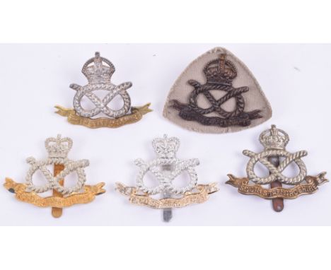 Selection of South Staffordshire Regiment Cap Badges, including kings crown officers silver gilt cap badge with J R Gaunt Lon