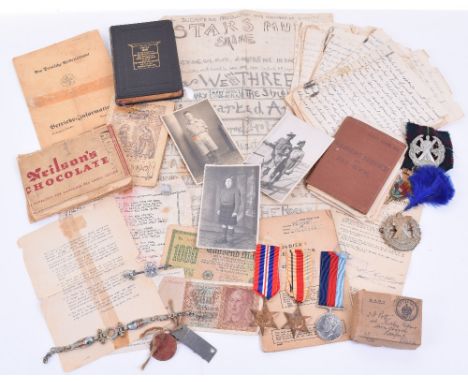 WW2 North Africa Prisoner of War Medal and Paperwork Grouping with Ephemera of Waffen SS British Free Korps Division Interest