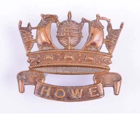 WW1 Royal Naval Division Howe Battalion Cap Badge, brass example with two lug fittings on the reverse. J R GAUNT LONDON maker