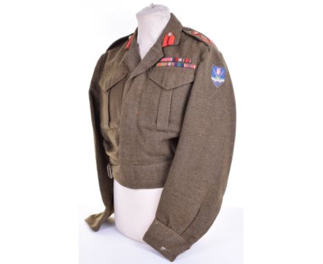 Brigadier’s Battle Dress Blouse Eastern Command, being a Canadian made battle dress blouse dated 1944 to the inside. Red back