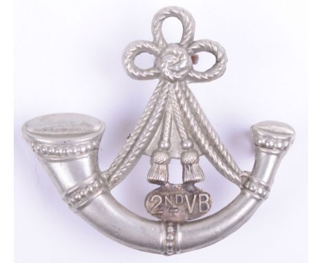 2nd Volunteer Battalion Oxfordshire Light Infantry Other Ranks Cap Badge, white metal strung bugle with 2ND VB within. Three 