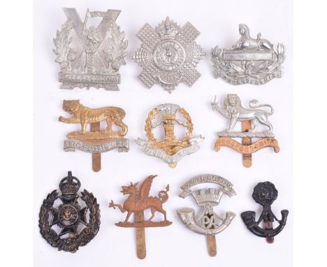 Selection of Territorial Force Cap Badges, including Royal Scots 4th / 5th Battalion (Queens Edinburgh Rifles), blackened 6th