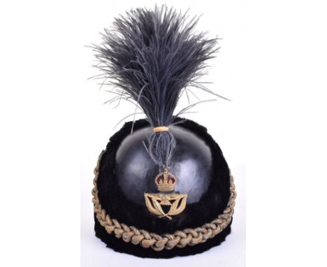 Royal Air Force Officers Inter War Parade Dress Busby, leather covered shell with seal fur surround, knotted gold bullion cor