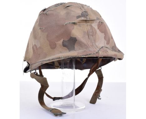 WW2 American Combat Helmet with Marine Corps Helmet Cover, front seam swivel bale standard pattern M1 combat helmet with its 