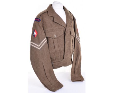 1949 Pattern 1st Division Royal Artillery Battle Dress Blouse, with embroidered red on blue Royal Artillery shoulder titles, 