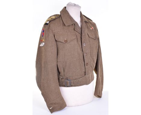 11th Royal Tank Regiment (RTR) Officers Battle Dress, fine 1940 pattern battle dress blouse with white and black shoulder fla