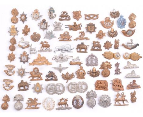 Quantity of British Infantry Collar Badges, consisting of officers and other ranks examples, including pair of bullion post 1