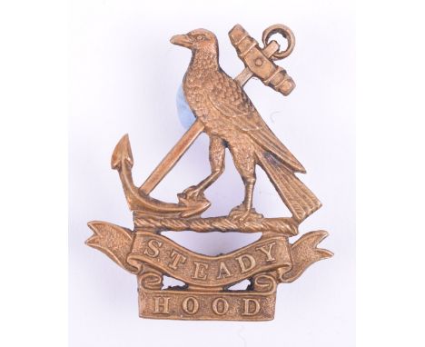WW1 Royal Naval Division Hood Battalion Cap Badge, brass example with two lug fittings to the reverse. J R GAUNT LONDON maker
