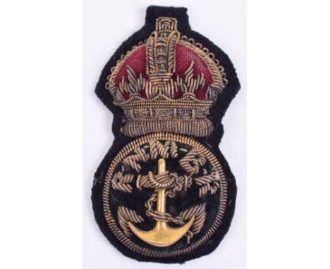 Rare Great War Royal Navy Motor Boat Reserve Petty Officers Cap Badge, bullion embroidered crown with metal and bullion foule