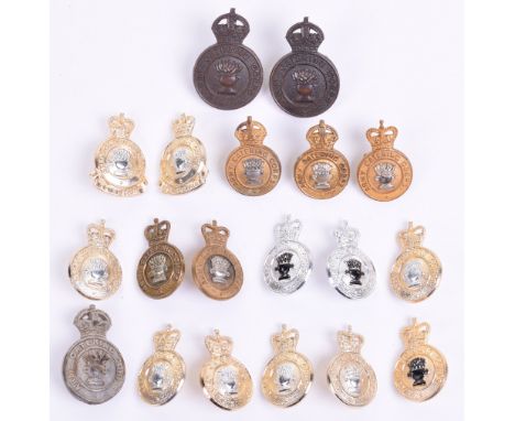 Army Catering Corps Collar Badges, consisting of Kings and Queens crown examples in bronze, silver gilt, Bakelite and various