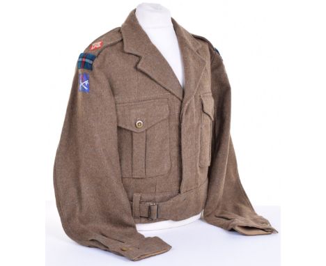 1949 Pattern Seaforth Highlanders 6th Infantry Brigade Officers Battle Dress Blouse, tartan formation sign with silk woven 6t