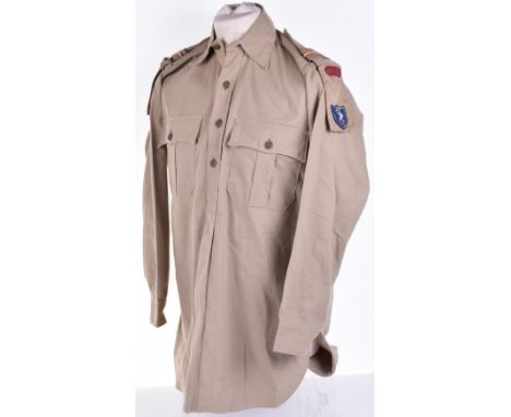 WW2 Polish 2nd Corps HQ Tropical Shirt, fine example of a tropical issue shirt / tunic with two breast pockets and half butto