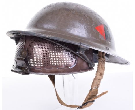 Rare Royal Artillery Steel Helmet With Cruise Visor, standard pattern British steel helmet with much of the original field co