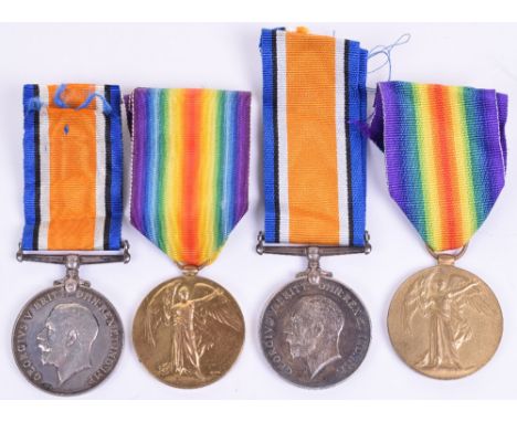 Great War Medal Pairs, awarded to “3951 PTE J HEARNE R IR REGT” and “133705 DVR J MC INTOSH RA”. Both sets are complete with 