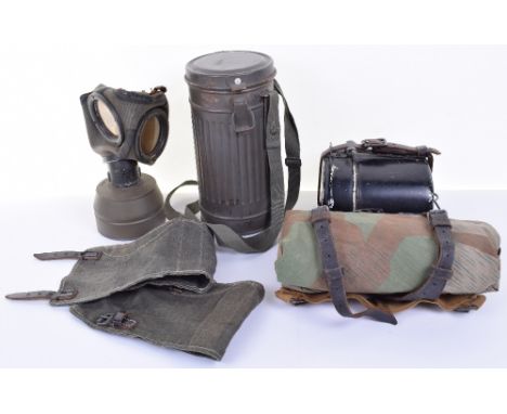 Selection of WW2 German Equipment, consisting of webbing “A” Frame with camouflage zelbahn and black painted mess tin connect