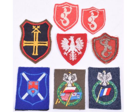 WW2 Polish Cloth Formation Signs, consisting of embroidered 10th Dragoons formation sign, rare Welfare Officer in British Zon