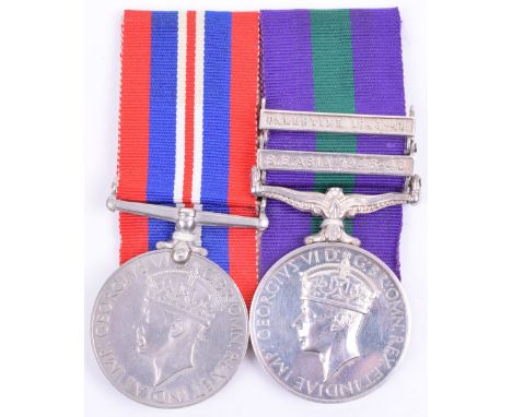 WW2 & General Service 1918 – 1962 Medal Pair 225th Parachute Field Ambulance Royal Army Medical Corps, consisting 1939-45 War