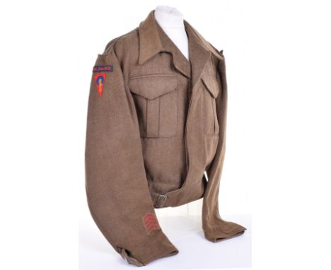 WW2 Royal Marines Training Centre Battle Dress Blouse, privately tailored open collar 1937 style pattern battle dress blouse 