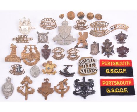 Selection of OTC Cap Badges and Shoulder Titles etc, consisting of large white metal Edinburgh University Training Corps (TA)