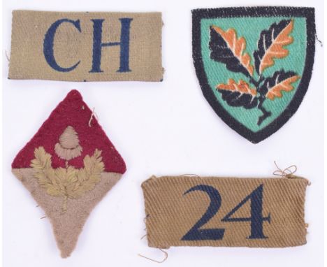 WW2 Cheshire Home Guard Insignia, consisting of unit district formation CH 24 (Nantwich Battalion), printed 12th (Northwich) 