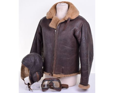 Royal Air Force Irvin Flying Jacket and Flying Helmet Grouping Attributed to New Zealand Battle of Britain Fighter Pilot, P/O