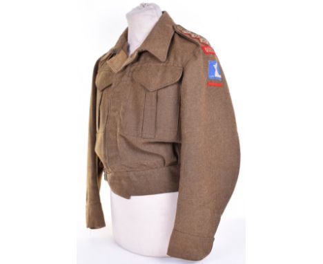 Queens Regiment Hants & Dorset District Officers Battle Dress Blouse, 1937 pattern battle dress blouse with embroidered regim