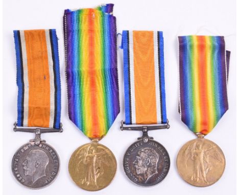 Great War Medal Pairs, awarded to “30710 PTE C SHOTTON DURH LI” and “143433 PTE T WILKINSON RAMC”. Both sets are complete wit