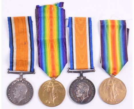 Great War Medal Pairs, awarded to “30710 PTE C SHOTTON DURH LI” and “143433 PTE T WILKINSON RAMC”. Both sets are complete wit