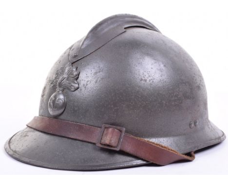 1926 Pattern French Infantry Adrian Pattern Steel Combat Helmet, good example of an early 1926 pattern Adrian helmet which re