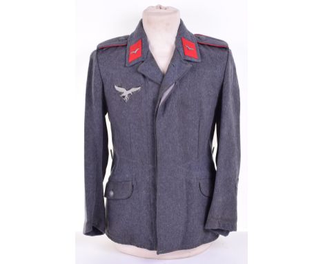 Luftwaffe Flak Flieger Blouse, with two lower pockets, red backed collar tabs having single zinc gul, original slip on red pi