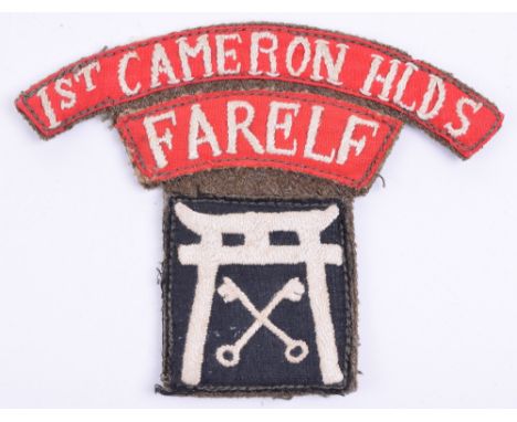 WW2 1st Battalion Cameron Highlanders Far East Land Forces 25th Independent Infantry Brigade Combination Insignia, locally em