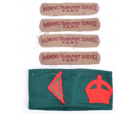 Woman’s Land Army (WLA) Armband, early type example with red felt crown and one years service diamonds attached. Button fitti