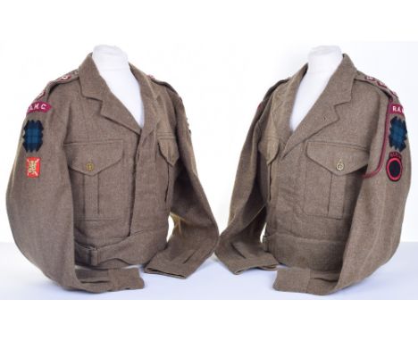 Pair of 1949 Pattern Battle Dress Blouses Belonging to a Royal Army Medical Officer with the Royal Highlanders (Black Watch),