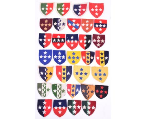 Selection of WW2 Southern Command Formation Signs, for various corps, including 2x embroidered Command HQ, embroidered Royal 