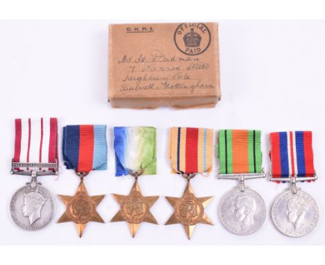 Pre War Palestine and WW2 Campaign Medal Group to the Royal Navy, consisting of Naval General Service medal (1915-62) with cl