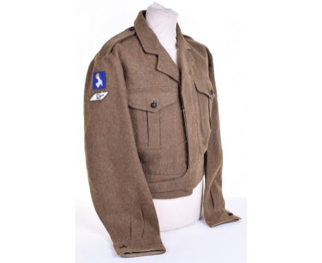 1949 Pattern RAC Training Brigade Battle Dress Blouse, fine example with embroidered armoured fist holding flaming torch form