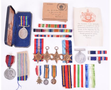 Boxed WW2 Royal Navy Medal Grouping, consisting of 1939-45 star, Atlantic star, Italy star, Burma star and 1939-45 war medal.