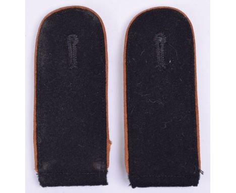 Pair of Waffen SS Other Ranks Shoulder Boards, black cloth slip on shoulder boards piped with copper brown. Green cloth backi