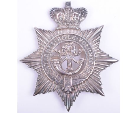 Victorian 1st Northants Rifle Volunteers Officers Pouch Plate, fine silvered two piece eight pointed star with crown replacin