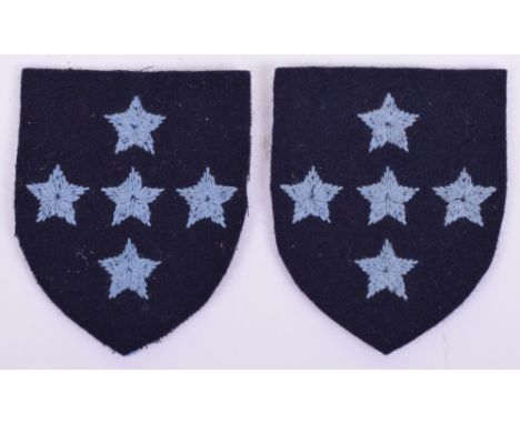 Rare WW2 Southern Command Army Air Corps Formation Signs, embroidered examples being dark navy blue shield with light blue st