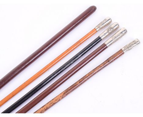 Four Swagger Sticks, all being thimble top examples, consisting of The Green Howards, Army Ordnance Corps, St Pauls School Lo