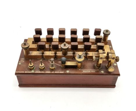 1915 Robert W Paul galvanometer #1658 with military claw mark in brass &amp; mahogany case - 23.5cm x 12cm x 10cm high