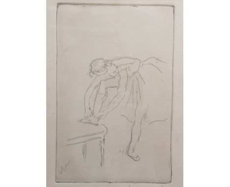 Edgar Degas (1834-1917) etching 'Danseuse mettant son chausson (Dancer putting on her slipper)' ~ frame 28cm x 23cm