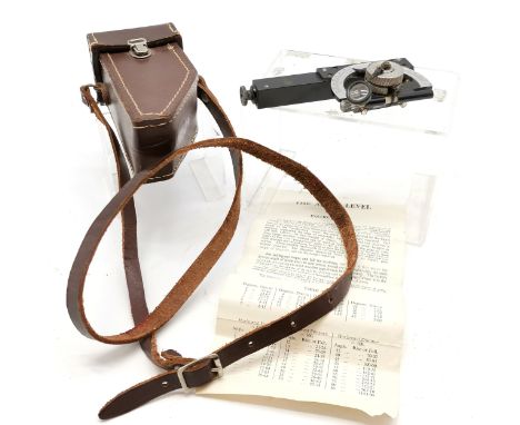 Hilger &amp; Watts Ltd abney level / clinometer in original leather case with instructions sheet - case 14.5cm long